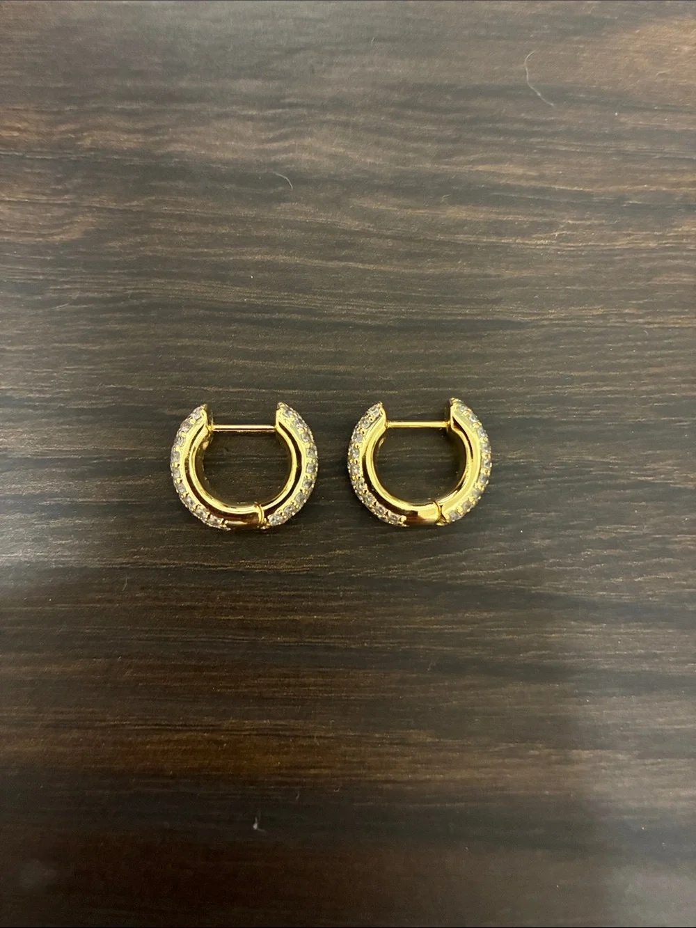 Gold Pavé Huggie Hoop Earrings - Quiet Luxury Preppy Coastal